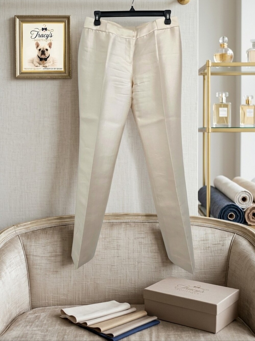 Tory Burch Ivory Silk Wool Blend Dress Pants Trousers Size 6